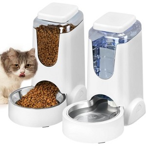 Automatic Pet Feeder and Water Dispenser Set, for Small Medium Dogs, Cats, Puppies, Kittens - 1 of 4