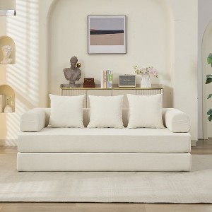 TIRAMISUBEST Convertible Floor Sofa Bed - Chenille Folding Mattress Couch w/Armrest for Living Room, Bedroom & Studio - 1 of 4