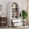 LOVSON71" High Arch Kitchen Sideboard with 2 Drawers and Adjustable Shelves, Glass Door Multi-Purpose Storage Cabinet,For Kitchen, Dining Room, White - 2 of 4