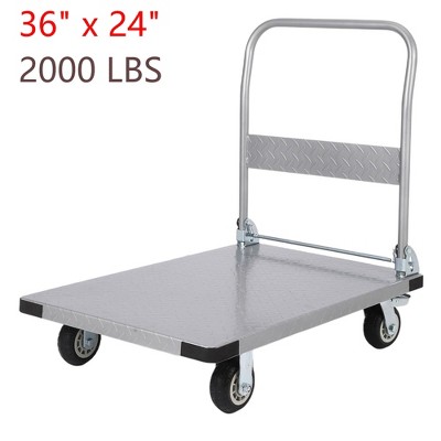 2000lbs Steel Platform Truck 36"x24" Foldable Push Dolly Flatbed Cart With Wheels