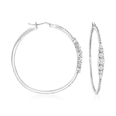 Ross-Simons 1.70 ct. t.w. CZ Hoop Earrings in Sterling Silver
