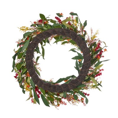 26-Inch Multicolor Artificial Floral Eucalyptus Wreath