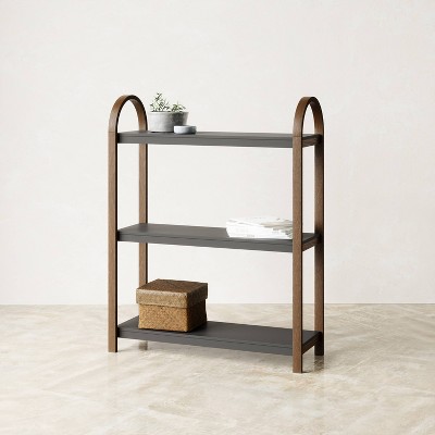 Bellwood Black/Walnut Wood Over-the-Toilet 3-Tier Bookshelf
