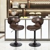 Costway Set of 2 Adjustable Bar Stools Swivel Bar Chairs with Back&Footrest Retro Brown - 4 of 4