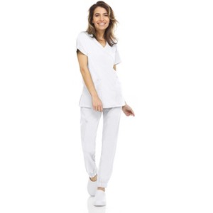 MediChic Womens 8-Pocket Scrubs Set- Mock Neck with 4-Pocket Jogger Scrub Pants - 1 of 4