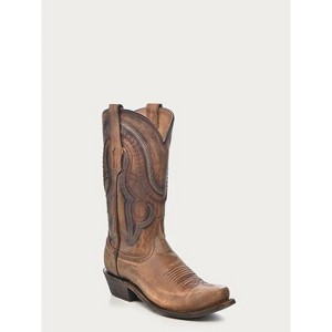 Corral Boots Mens Golden Brown Woven Detail Narrow Square Toe Cowboy Boots - 1 of 4