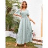 Women's Floral Print V-neck Ruffle Shortsleeve Waist Tie Dress Maxi Dress - 4 of 4