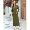 Women's Hooded Maxi Dress Half Zipper Long Sleeve Front Pocket Sweatshirt Dresses with Side Slits - 4 of 4