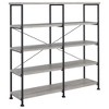 Vynxaria Transitional Minimalist Double-Wide Bookcase 4 Side Shelves, Sturdy Black Metal Frame, Grey Driftwood & Black - 2 of 4