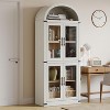 72" Tall Arched Farmhouse Bookcase with Doors, Wooden Display Cabinet with Storage Shelves - 4 of 4