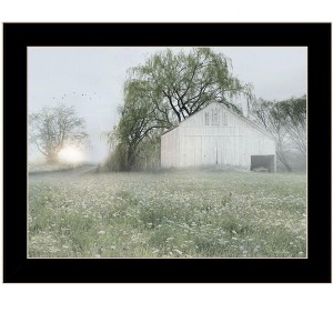 HomeRoots Green Country Morning Black Framed Print Wall Art - 1 of 4