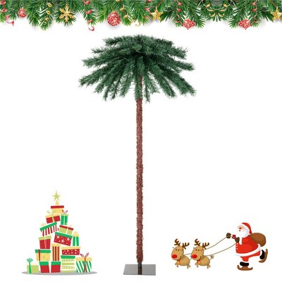 Angel Sar 6ft Pre-Lit Christmas Palm Tree, 210 4-Color with 64 PVC Branch Tips, Indoor Outdoor Decor
