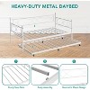 Twin Daybed with Pull-Out Trundle, Metal Frame with Headboard & Steel Slat Support, 2-in-1 Space-Saving Twin Trundle Bed Frame for Bedroom - 4 of 4