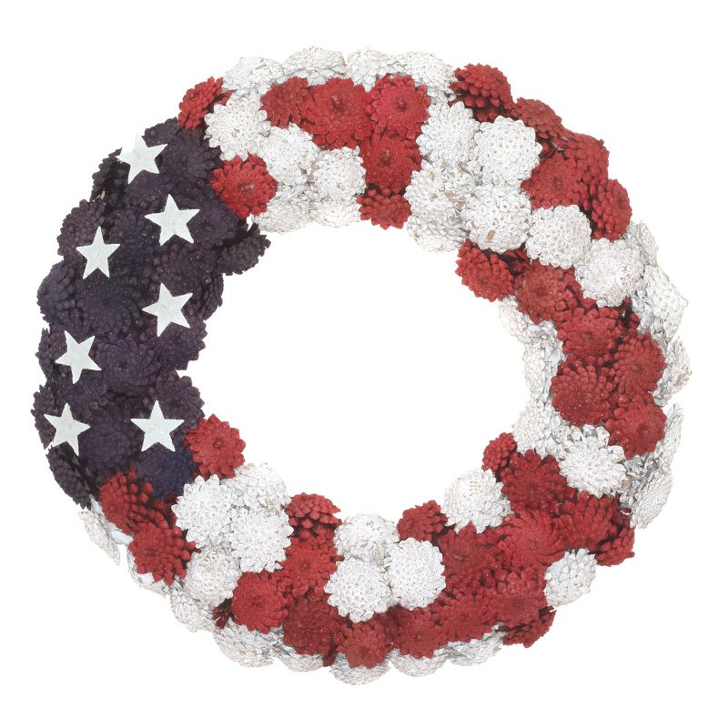 18" American Flag Themed Pinecone Wreath - National Tree Company, 1 of 4