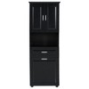 TIRAMISUBEST Tall Bathroom Cabinet with Laundry Basket, Large Storage Space Tilt-Out Laundry Hamper and Upper Storage Cabinet, Black - 4 of 4