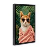 Stupell Industries Cozy Cat and Tropical Plants Floating Frame Canvas Art - 2 of 4
