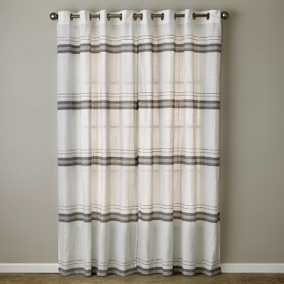 Gray and White Light-Filtering Polyester Grommet Window Panels