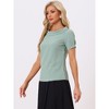 Allegra K Women's 1950s Round Neck Short Sleeve Gingham Tops - 3 of 4