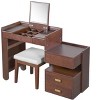 Homy Casa 3-in-1 Makeup Vanity Desk with Flip-Top Mirror, Storage Shelves & Drawers for Bedroom, Brown - 2 of 4