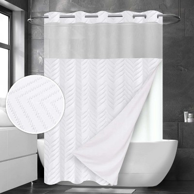 LunaLulinlk Hookless Shower Curtain with Snap in Liner
