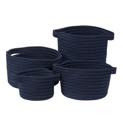 Colonial Mills American Farmhouse 4-Piece Basket Set - Navy 100% Polypropylene Round