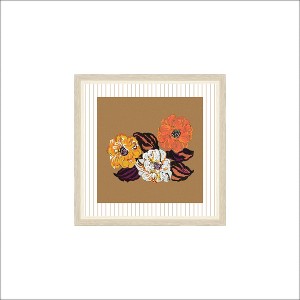 Petal Lane 8"x8" Retro Floral on Tan Framed Wall Art Natural - 1 of 4