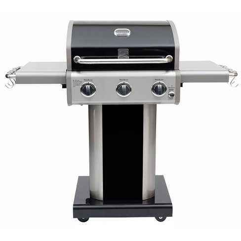 SUGIFT 3 Burner BBQ Propane Gas Grill, Stainless Steel 24,500 BTU Patio  Garden Griddle Cooking Station with Side Shelves 