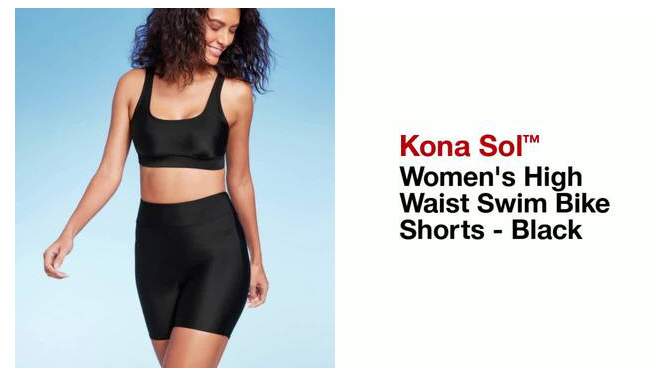 Women's High Waist Swim Bike Shorts - Kona Sol™ Black, 2 of 7, play video