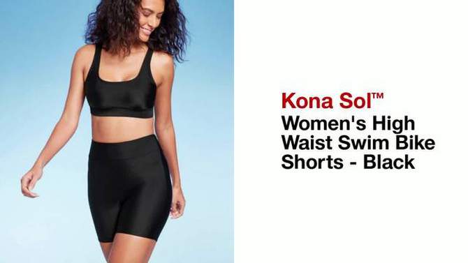 Women's High Waist Swim Bike Shorts - Kona Sol™ Black, 2 of 7, play video