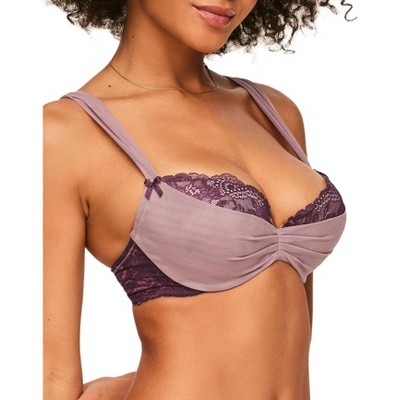 Adore Me Annabelle Underwire Black Purple Lightly Lined Bra Size 34C