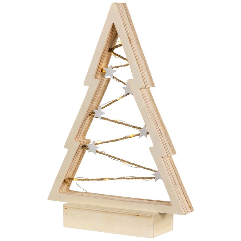 Northlight 11" Lighted Wooden Christmas Tree with Stars Tabletop Decoration, 4 of 6