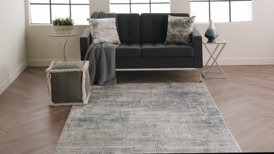 Concerto Blue and Beige Abstract Synthetic 5'3" x 7'3" Area Rug
