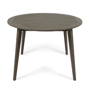 NAYSAYE Patio End Table Acacia Wood Dining Table with Modern Straight Leg Base for Outdoor Use, Gray, 47.25"*47.25"*30" - 1 of 4