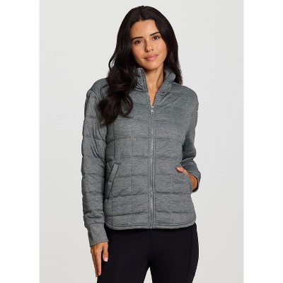 RBX Active Women's Ultra Lightweight Soft Knit Quilted Mock Neck Jacket with Pockets
