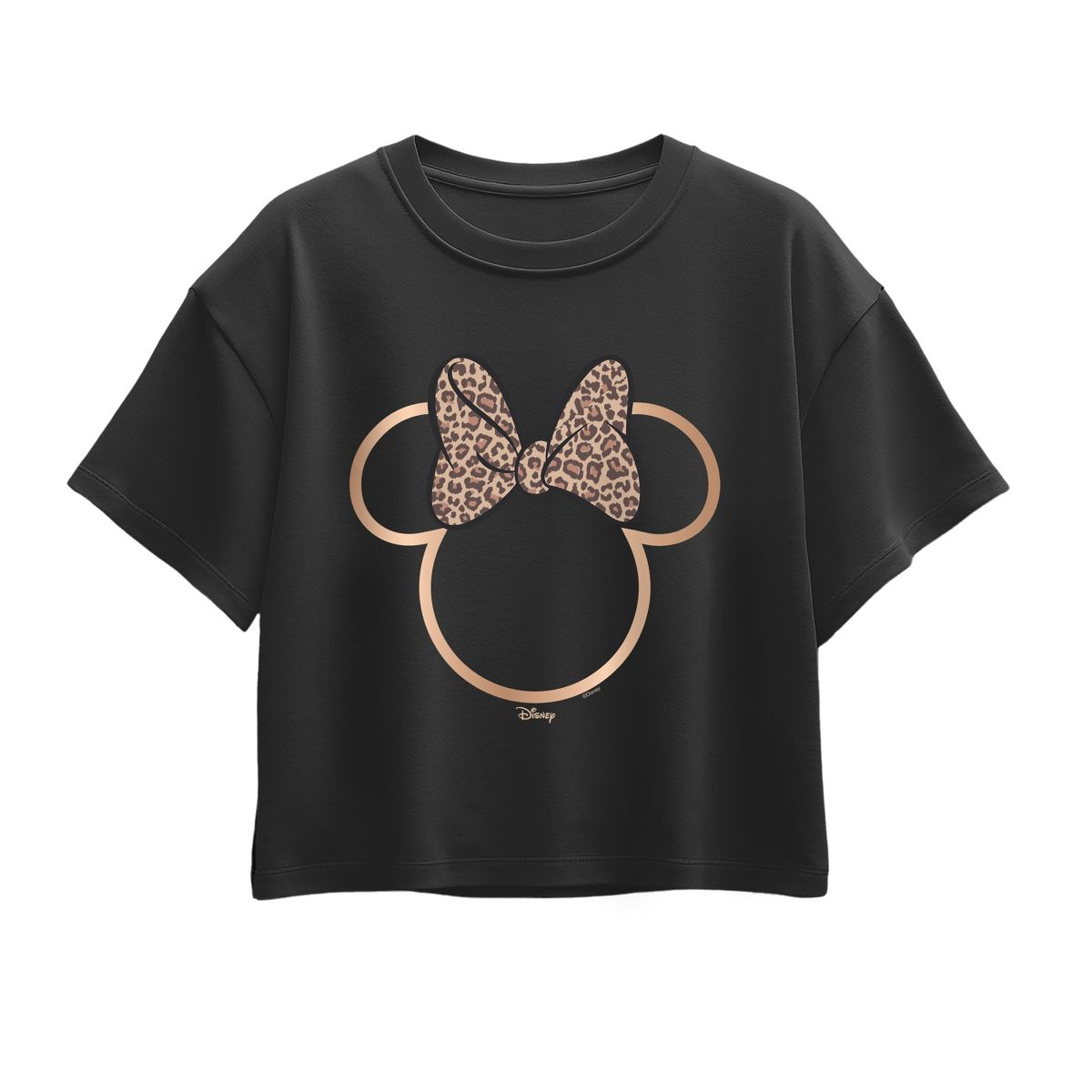 Girls' - Disney - Minnie Leopard Print Short Sleeve Boxy Graphic T-Shirt