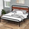 King Size Platform Bed Frame, Industrial Style King Size Bed Frame with Wooden Headboard, Heavy Duty Metal Bed Frame with Metal Slat Supports - 3 of 4