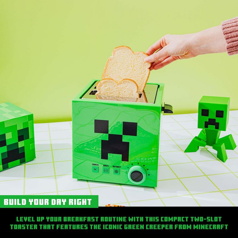 Ukonic Minecraft Green Creeper 2-Slice Toaster With Imprint Feature, 3 of 10