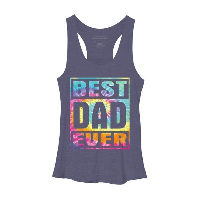Women's Design By Humans Vintage Tie Dye Best Dad Ever By Racerback Tank Top