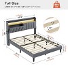 WOWLIVE Full/Queen Bed Frame with Storage Headboard & LED Light, Upholstered Bed Frame with Outlet & USB Ports - 2 of 4