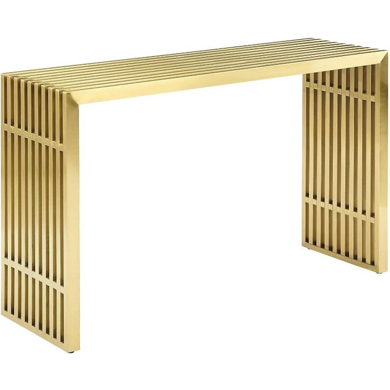 Modway Gridiron Stainless Steel Console Table Gold, 1 of 2