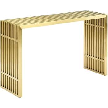 Modway Gridiron Stainless Steel Console Table Gold