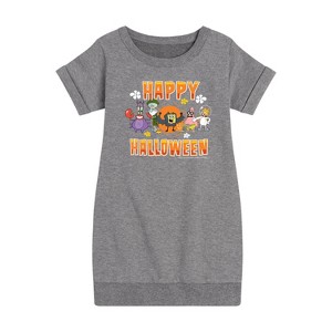 Girls' - SpongeBob SquarePants - Happy Halloween Graphic Short Sleeve Fleece Dress - 1 of 4