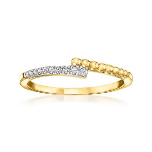Ross-Simons 0.10 ct. t.w. Diamond and 18kt Gold Over Sterling Beaded Bypass Ring - 1 of 4