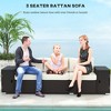 3 Seater Wicker Outdoor Couch Patio Sofa with Storage, Thickened Cushions and Wide Armrests for Porch Yard - 4 of 4