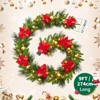 Christmas Garland with Lights&Christmas Wreaths for Front Door Set,Christmas Decoration with Pine Cones - 2 of 4