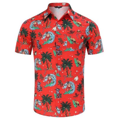 WhizMax Men's Christmas Hawaiian Shirts Printed Button Down Ugly X-Mas Christmas Vacation Short Sleeve Shirts