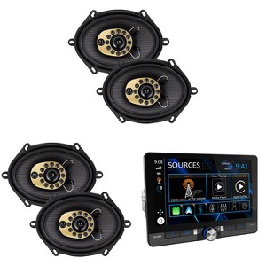 Jensen CAR813 8" Touch Screen Receiver + 2 Pairs JS68T 6x8" Speakers - 1 of 3