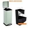 8 Gallon Stainless Steel Bathroom Step Trash Can, 30L Square Garbage Bin with Soft-Close Lid & Removable Inner Bucket. - 4 of 4