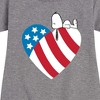 Girls' - Peanuts - Snoopy On Flag Heart Graphic Short Sleeve Fleece Dress - 2 of 4