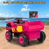 12V Kids Ride On Dump Truck with Remote Control,Ride On Car Toy with Spring Suspension,Music,LED Lights,Rose Red - 3 of 4